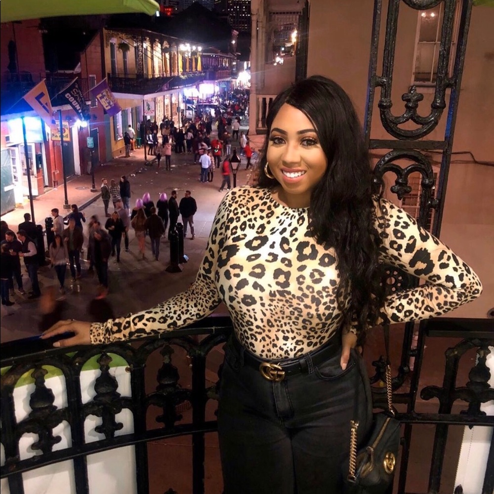 Sexy Long Sleeve Cheetah Bodysuit with Open Back